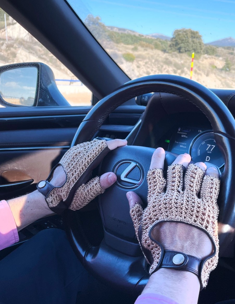 Man Santacana Driving Gloves | Miton De Conducir En Piel Y Crochet Kst-Tc-Drv